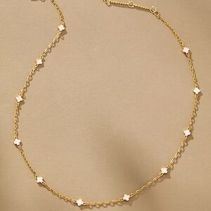 ANTHROPOLOGIE Tiny Clover Chain Necklace + Clover Chain Wrap Bracelet